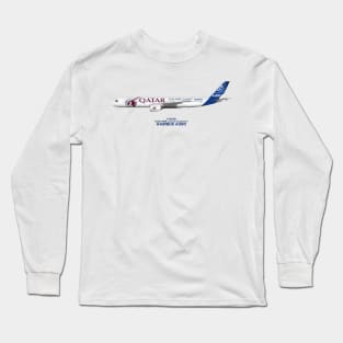 Illustration of Airbus A350 F-WZNW Long Sleeve T-Shirt